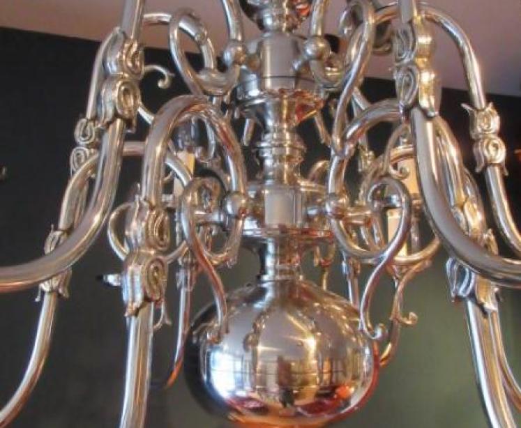 Superb Edwardian Nickel Plated Two Tier Chandelier - Image 4