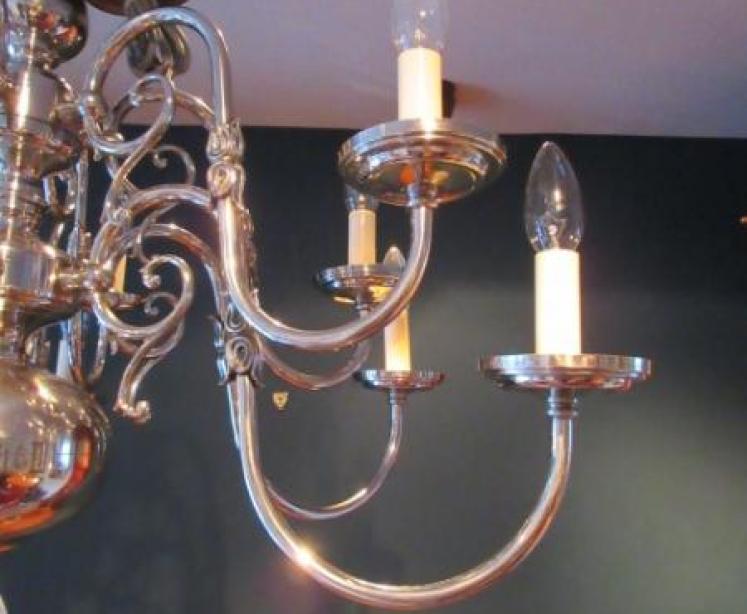 Superb Edwardian Nickel Plated Two Tier Chandelier - Image 5