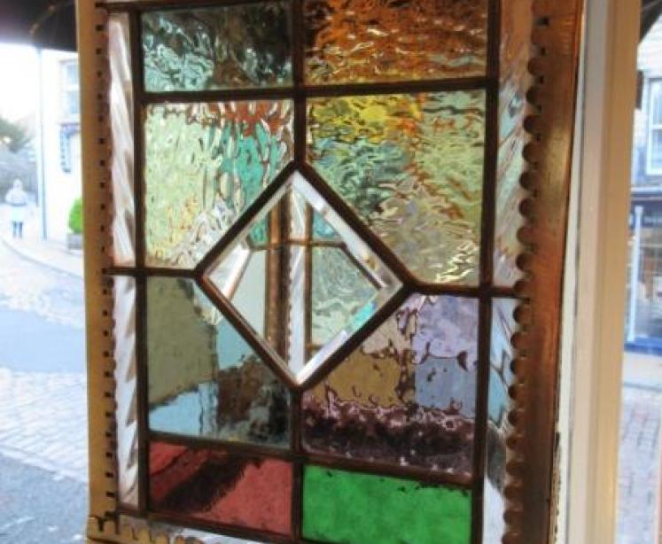 Victorian Leaded Coloured Glass Panel Hall Lantern - Image 2