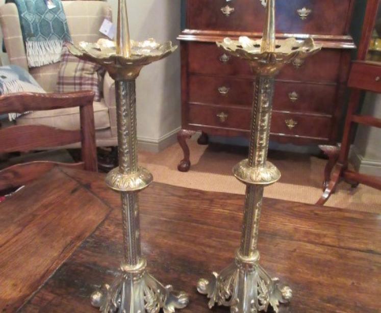 Pair of Early Victorian Pricket Church Candlesticks - Image 1