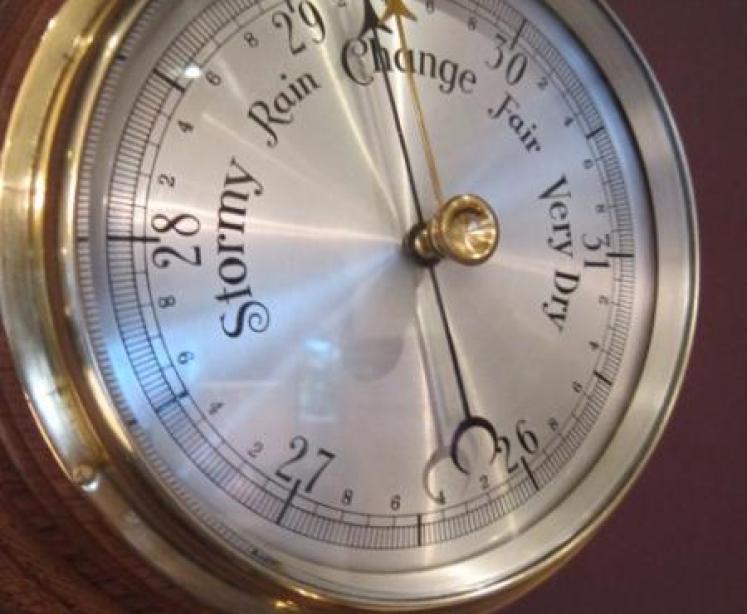 High Quality Victorian Polished Oak Aneroid Barometer - Image 2