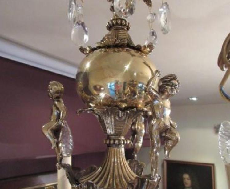 Stunning 1920's Cast Bronze Two Tier Chandelier - Image 4