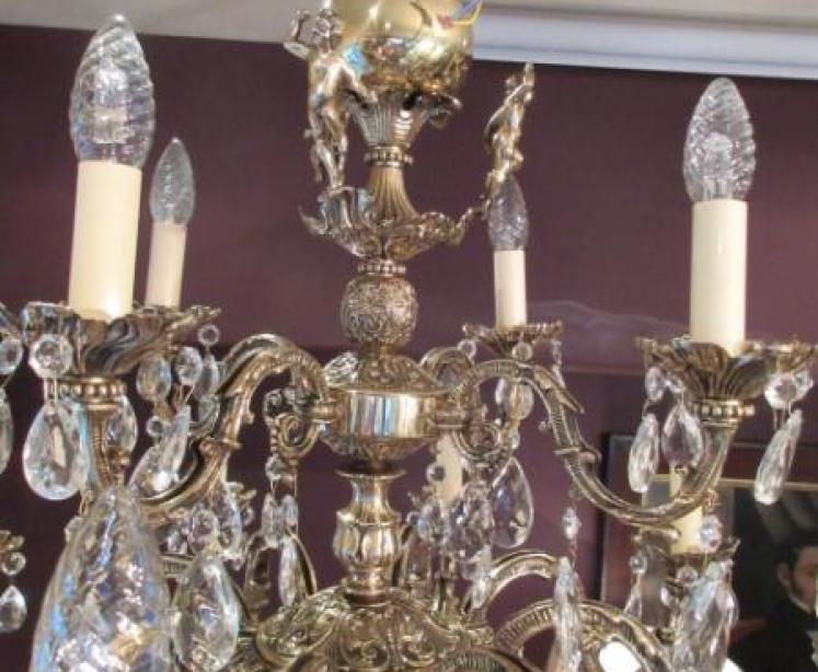 Stunning 1920's Cast Bronze Two Tier Chandelier - Image 5
