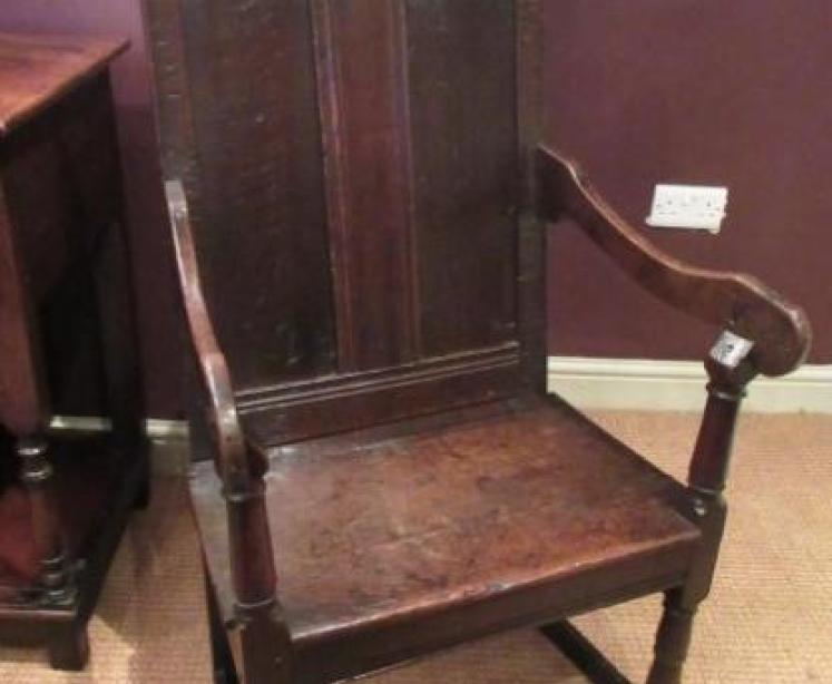 Very Original James II Period Oak Wainscot Armchair - Image 1