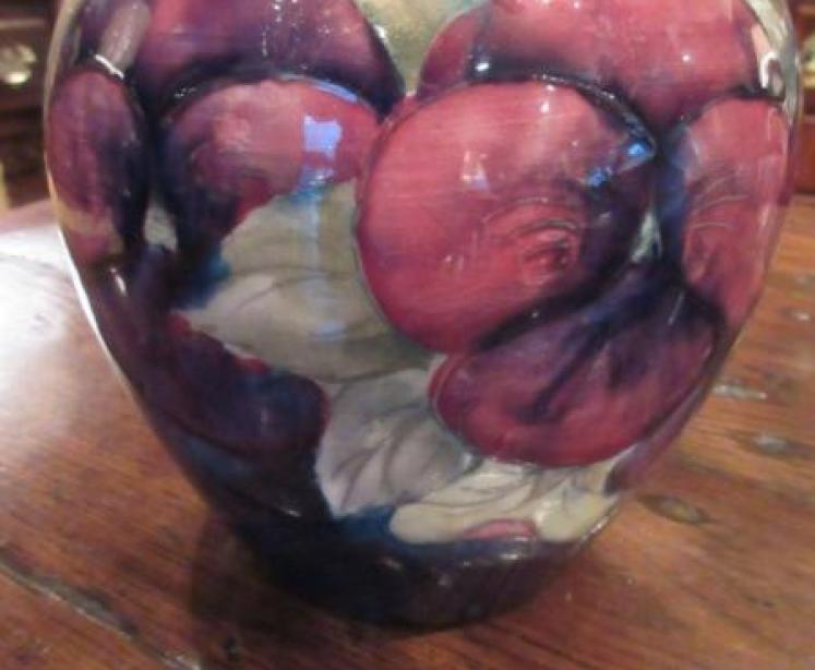 Early Moorcroft Pansy with Grey Top Vase  - Image 3