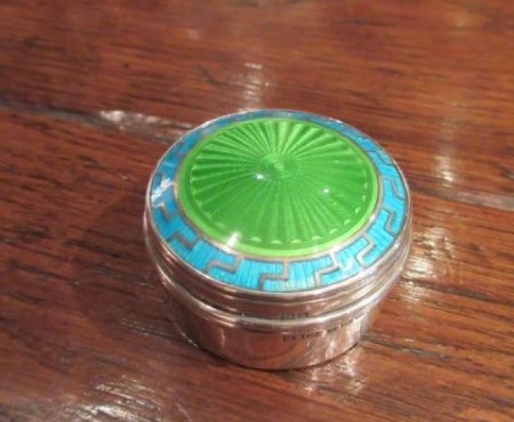 Immaculate Edwardian Silver Enamel Trinket Box - Image 1