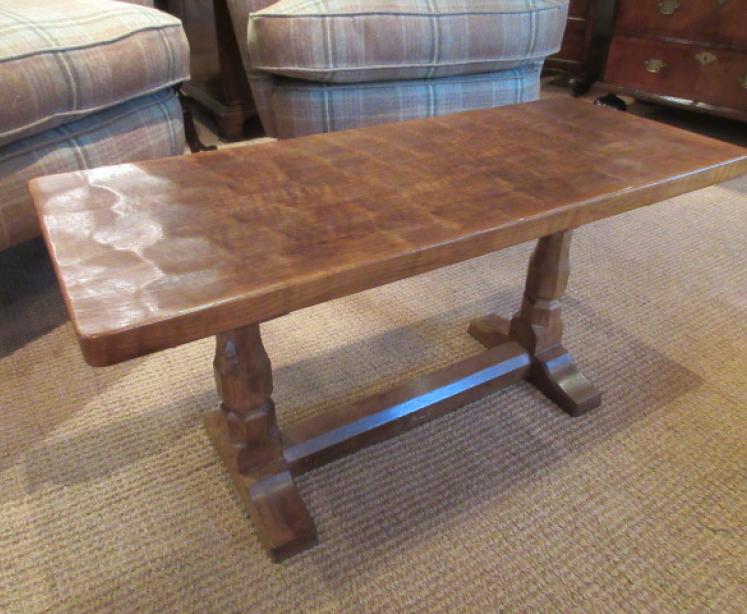 1950's Mouseman Adzed Oak Oblong Occasional Table - Image 1