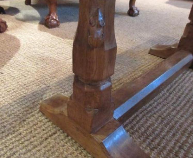 1950's Mouseman Adzed Oak Oblong Occasional Table - Image 4