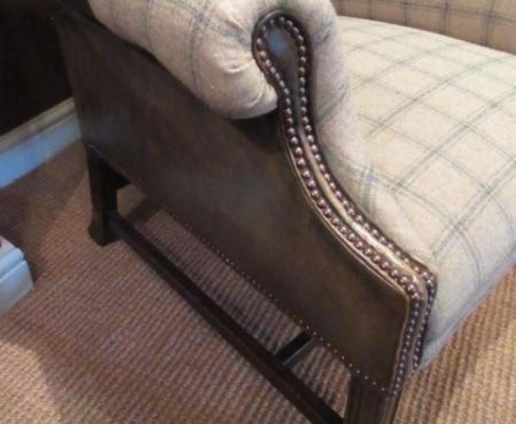 Fine Edwardian Period Olive Green Leather Wing Armchair - Image 3