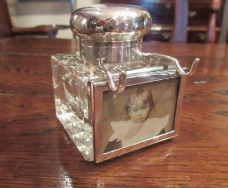 Edwardian Silver Topped Inkwell & Photo Frame - Image 1