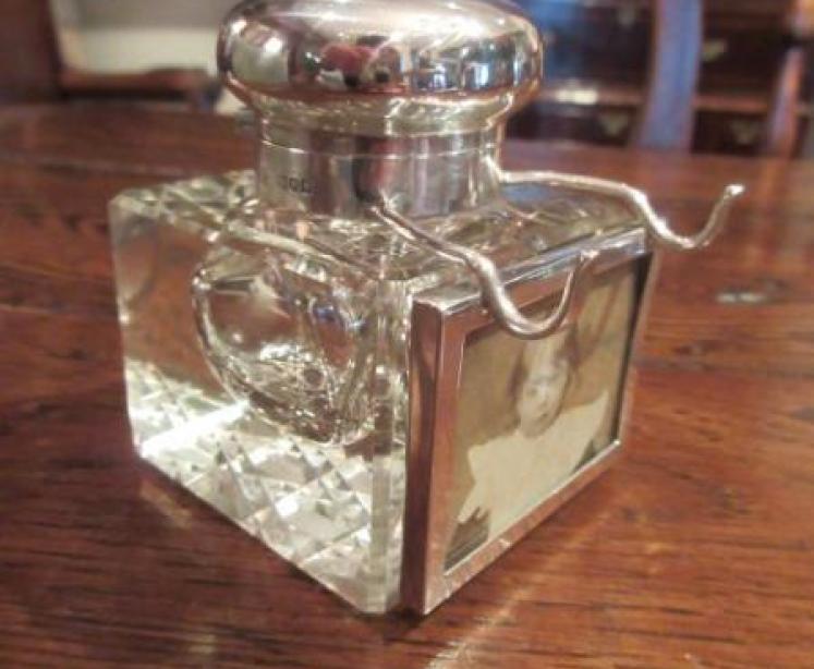 Edwardian Silver Topped Inkwell & Photo Frame - Image 5