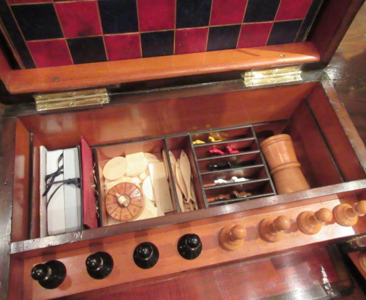 Superior Mid Victorian Figured Walnut Games Compendium - Image 2