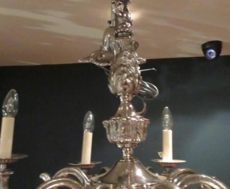 Top Quality Edwardian Period Nickel Plated Chandelier - Image 3