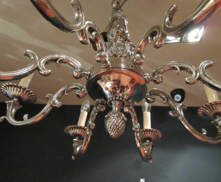 Top Quality Edwardian Period Nickel Plated Chandelier - Image 4