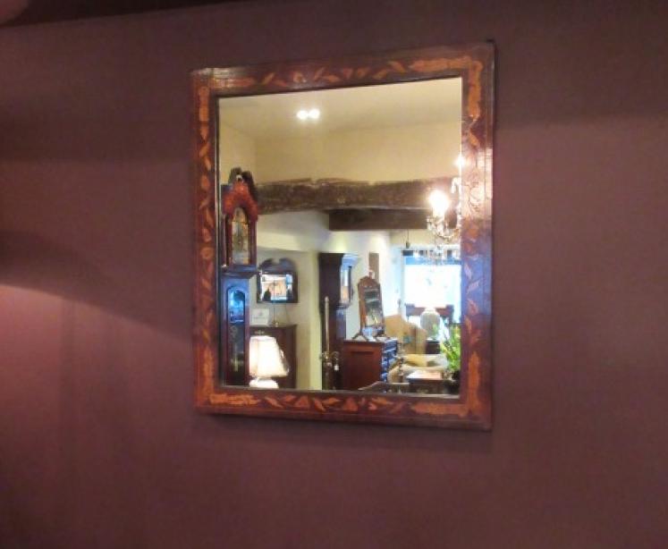 George III Period Walnut Marquerty Inlaid Wall Mirror - Image 5