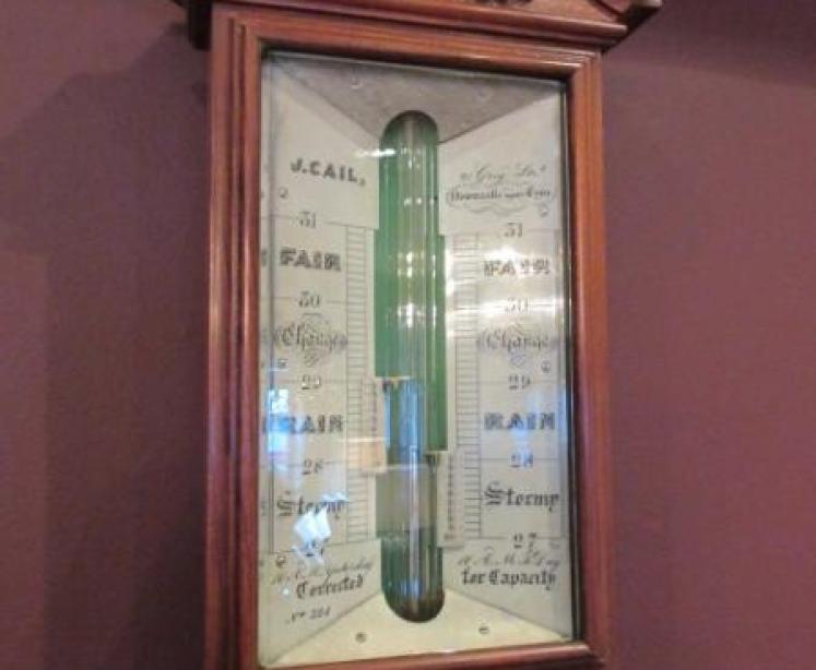 Mid Victorian Figured Walnut Newcastle Stick Barometer - Image 1