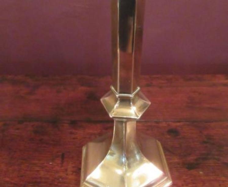 Pair of Regency Period Cast Brass Church Candlesticks - Image 3