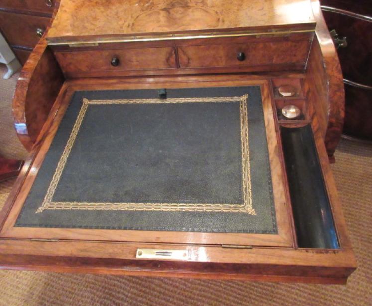 Superb Victorian Burr Walnut Piano Front Davenport Desk - Image 5