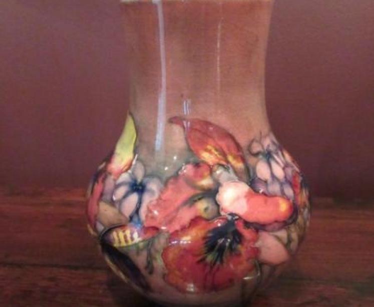 Large Moorcroft Slipper Orchid Flambe Glazed Vase - Image 2