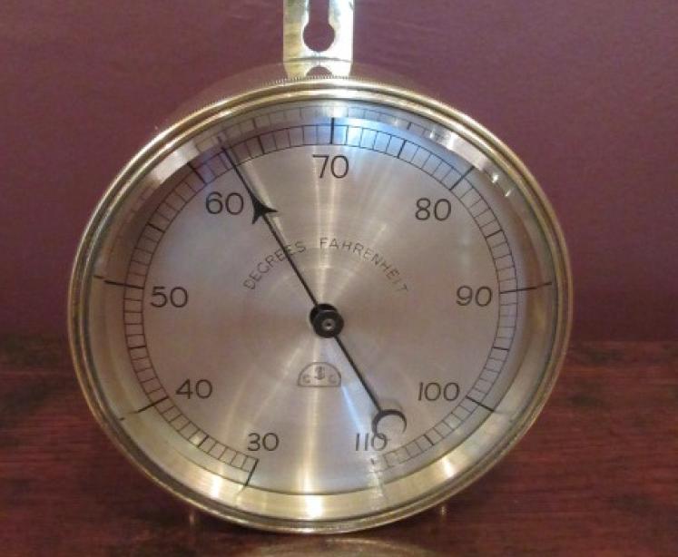 Top Quality Victorian Brass Desk Top Thermometer - Image 1