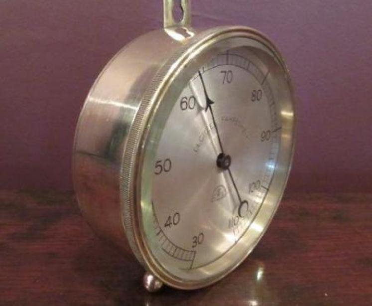 Top Quality Victorian Brass Desk Top Thermometer - Image 5