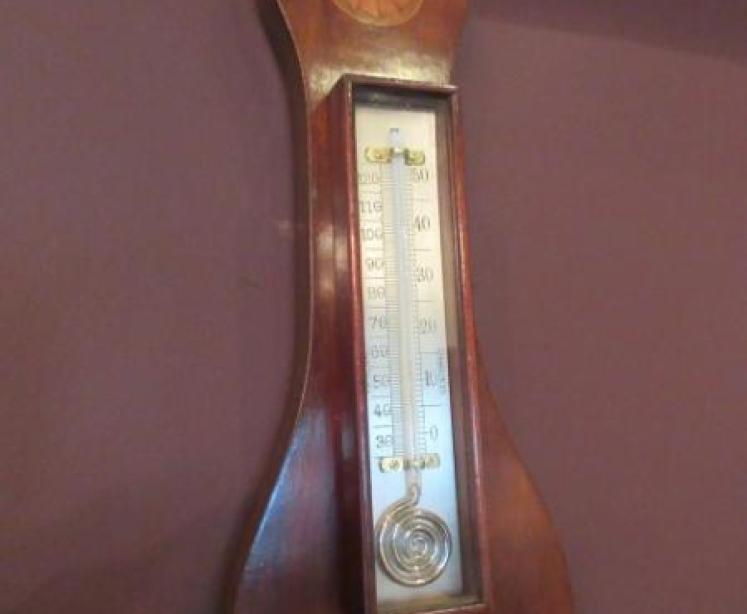Top Quality Edwardian Sheraton Inlaid Banjo Barometer - Image 2