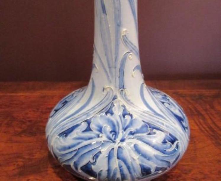 Tall Art Nouveau McIntyre Moorcroft Cornflower Vase - Image 2