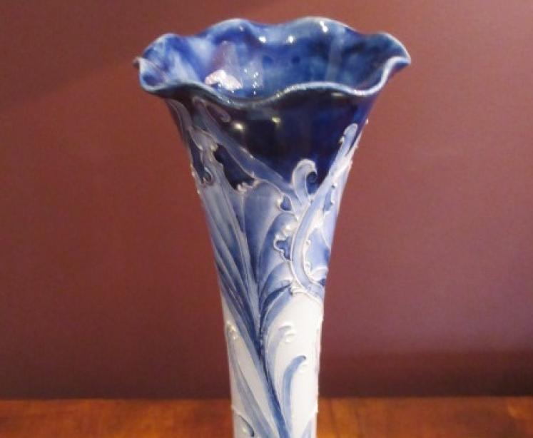 Tall Art Nouveau McIntyre Moorcroft Cornflower Vase - Image 3