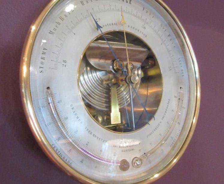 Large Victorian Twin Thermometer Marine Barometer - Image 1