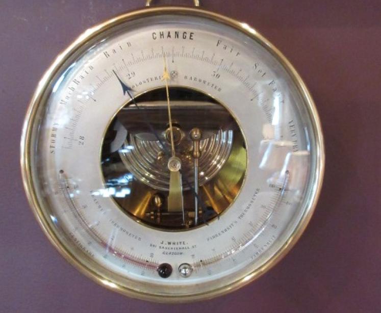Large Victorian Twin Thermometer Marine Barometer - Image 5