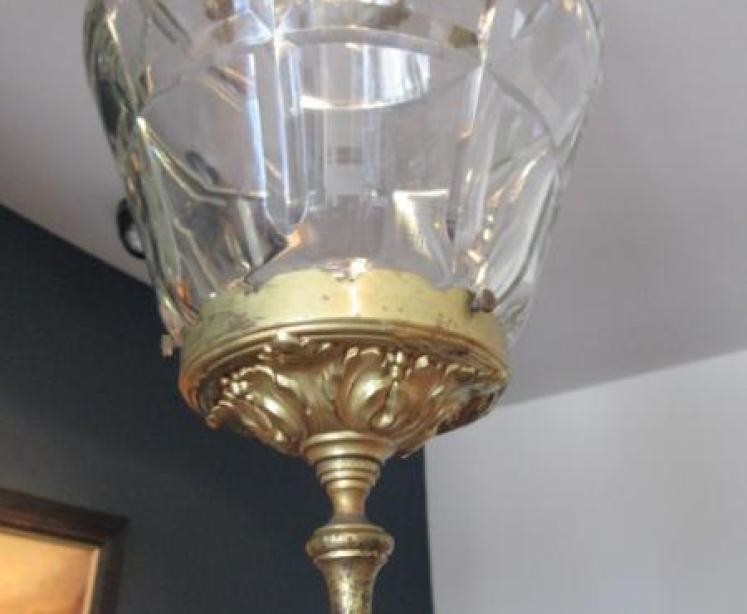 Edwardian Crystal Cut Glass Hall Lantern - Image 3