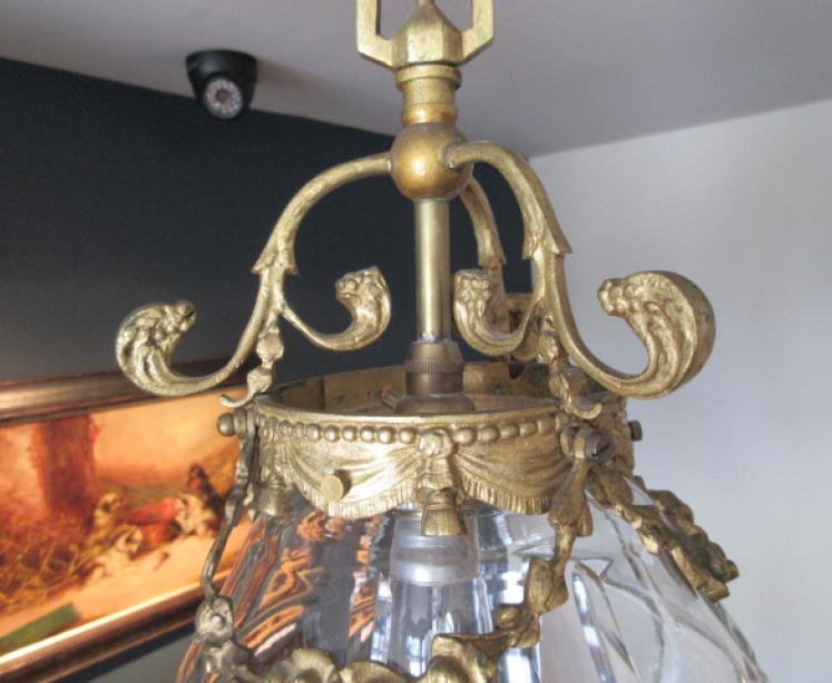 Edwardian Crystal Cut Glass Hall Lantern - Image 4