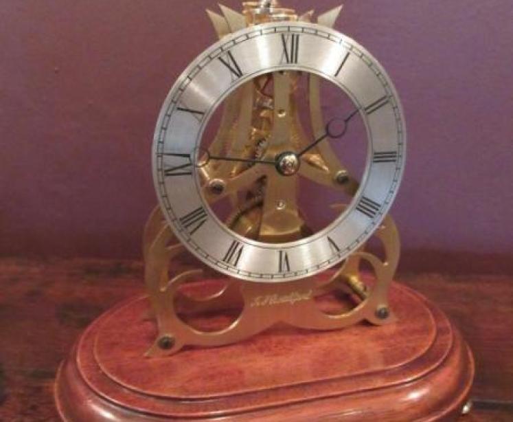 Small Skeletonised Mantel Clock with Glass Dome - Image 3