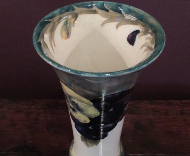 Early Moorcroft Pansy on Cream Flared Top Vase - Image 2