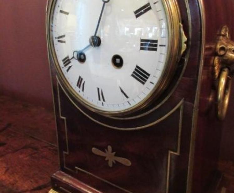 Early Victorian Brass Inlaid Striking Mantel Clock - Image 2