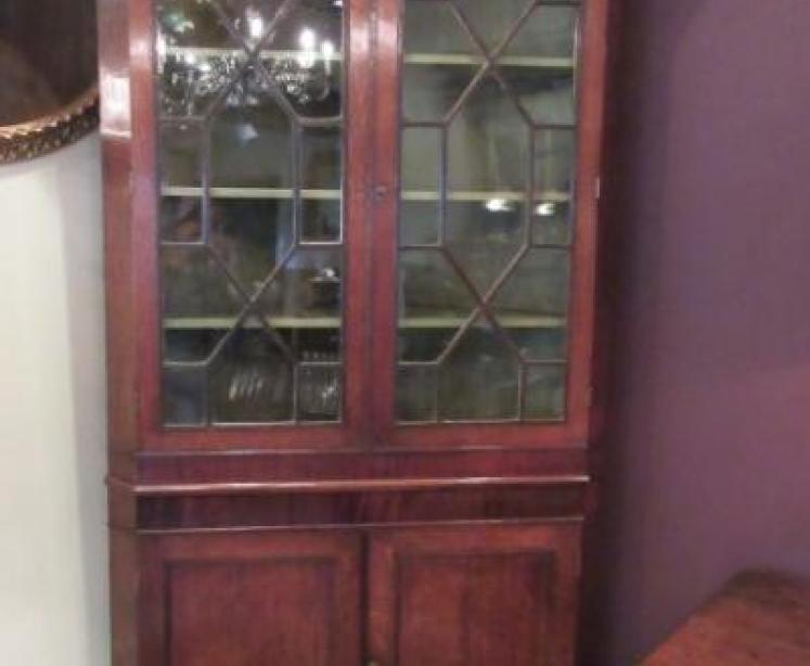 George III Period Oak & Mahogany Double Corner Cupboard - Image 1