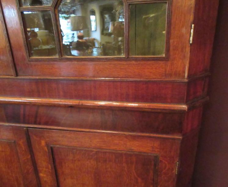 George III Period Oak & Mahogany Double Corner Cupboard - Image 5