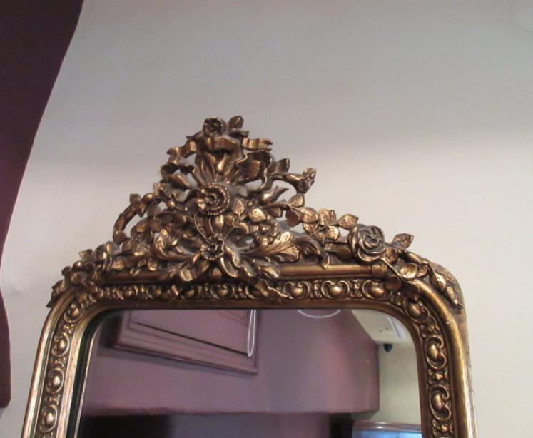 Tall Mid 19th Century Timber Gilt Floor Standing Mirror - Image 2