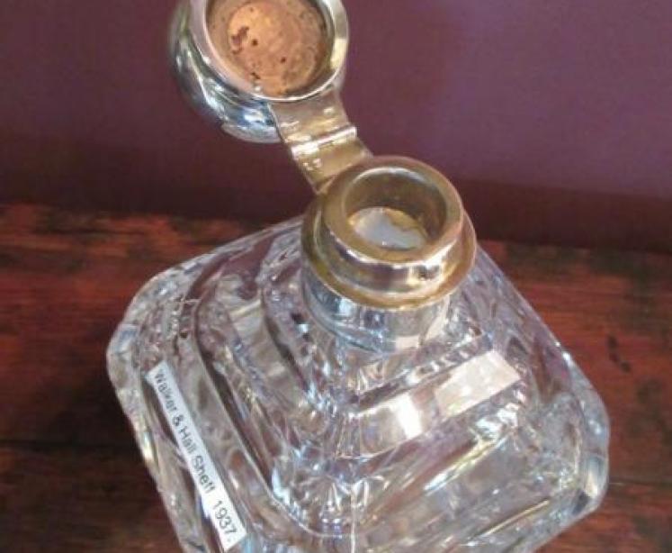George V Period Silver Crystal Cut Glass Decanter - Image 2
