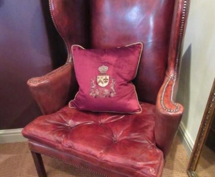 Superb 19th Century Leather Wing Back Armchair - Image 1