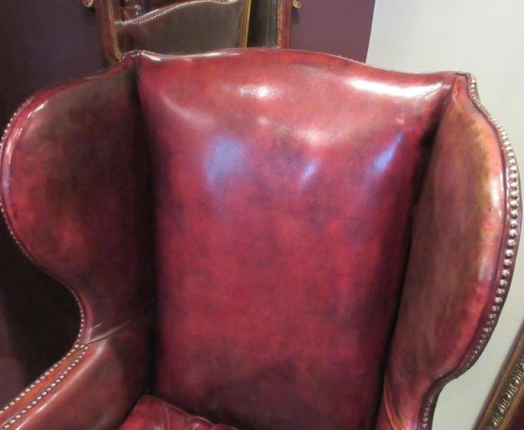 Superb 19th Century Leather Wing Back Armchair - Image 2