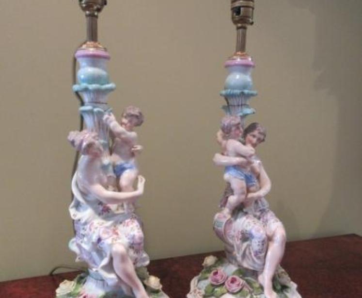 Pair of 19th Century Meissen Style Table Lamps - Image 5