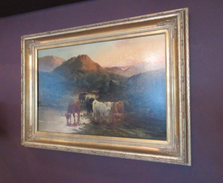 Pair of Oil on Canvas 'Cattle Watering' Paintings - Image 1