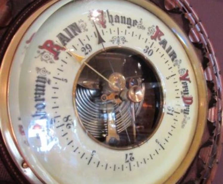 Top Quality Victorian Walnut & Ebony Skeletonised Barometer - Image 2