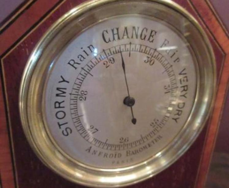 Top Quality Edwardian Inlaid Mantel Top Barometer - Image 2