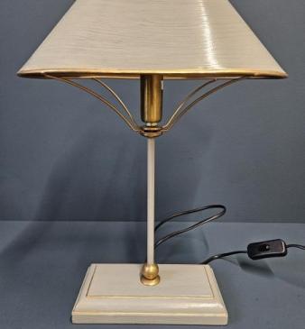 Grey & Gilt Edged Base Table Lamp with Metal Shade 