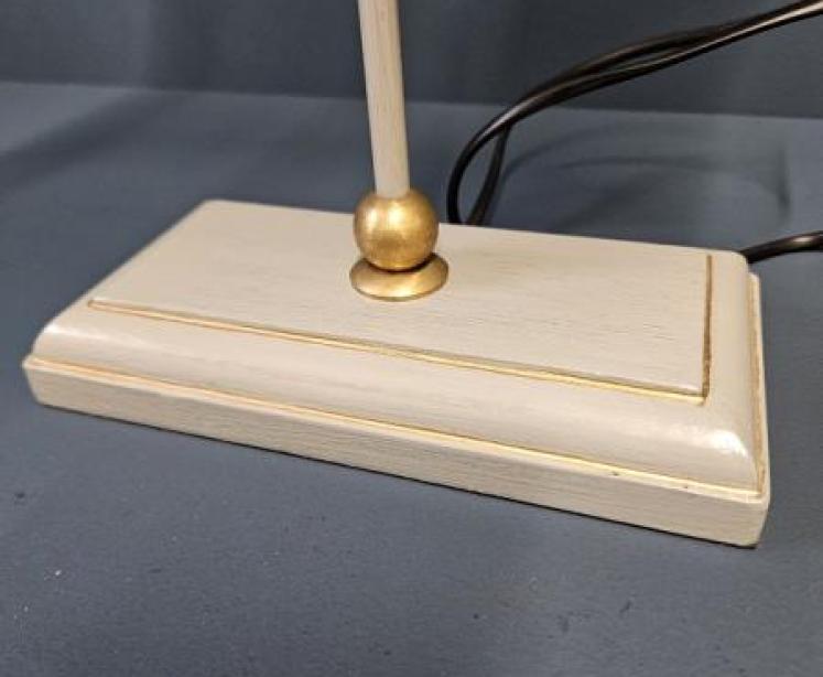 Grey & Gilt Edged Base Table Lamp with Metal Shade  - Image 3