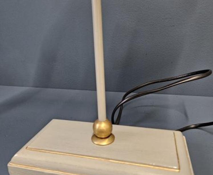 Grey & Gilt Edged Base Table Lamp with Metal Shade  - Image 4