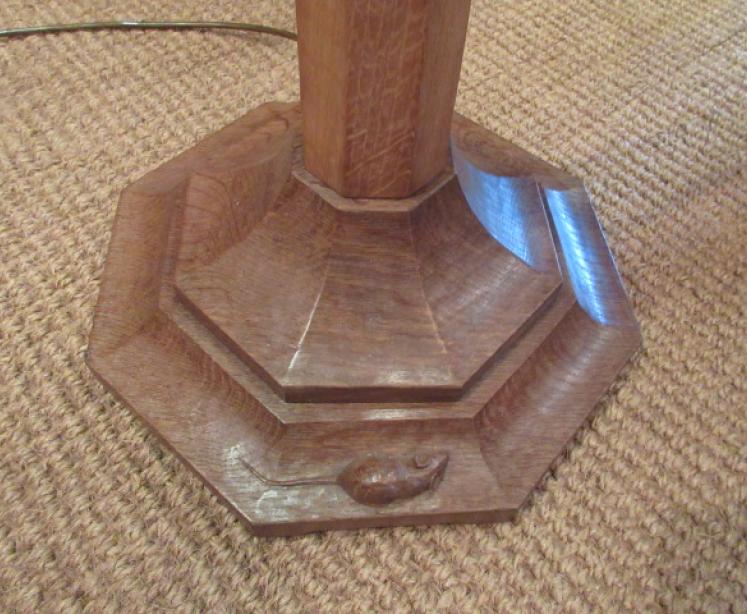 Superb Mouseman Adzed Oak Standard Lamp - Image 3
