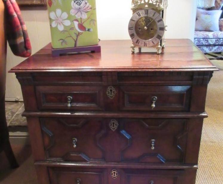 Small Early Period Oak Geometrical Front Chest - Image 1